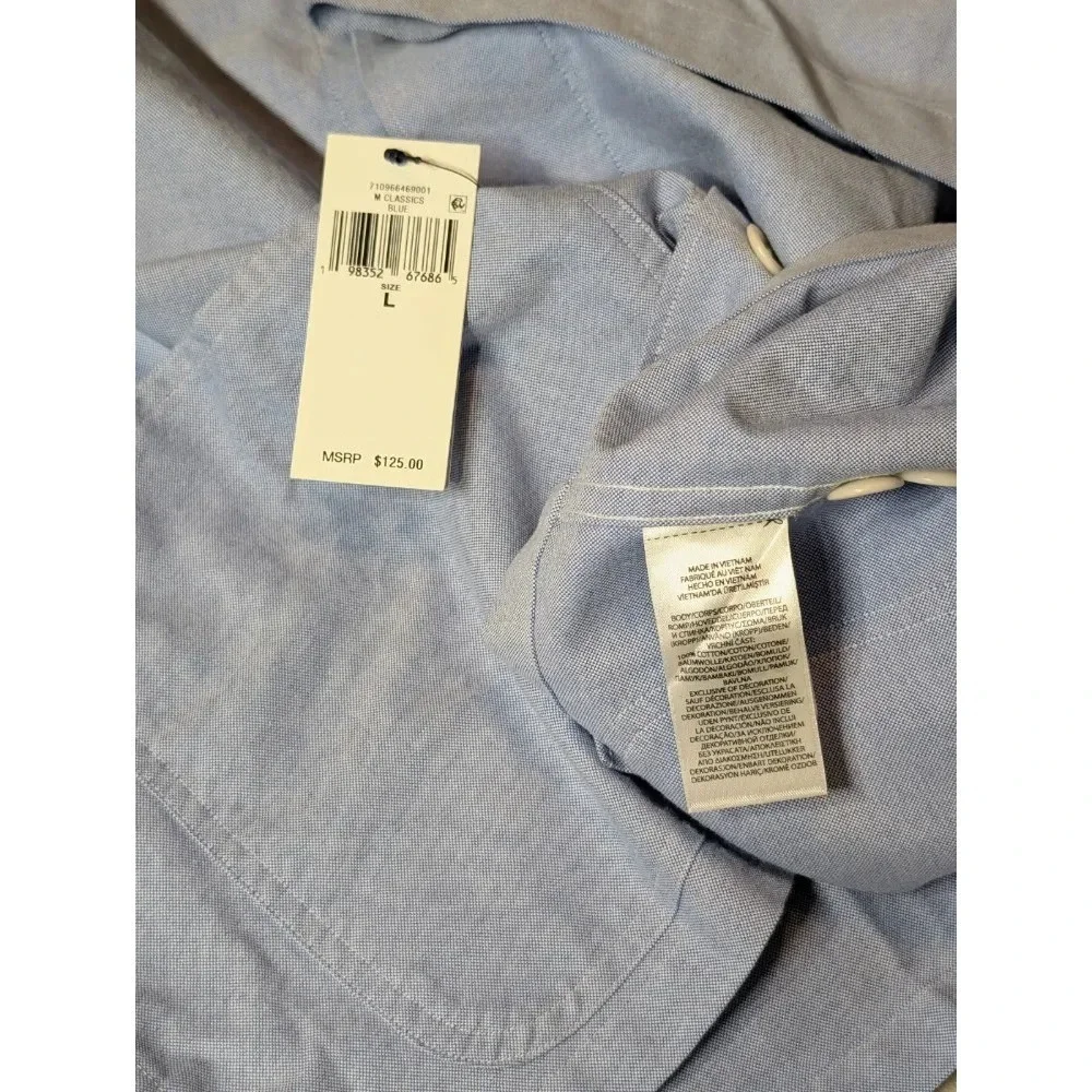 Polo Ralph Lauren Oxford Short Sleeve Overshirt Button Down Shirt Sz L NWT $125